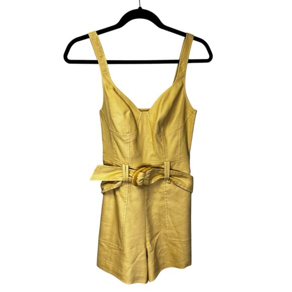 NWT Simkhai in Natural Sleeveless Kai Linen Blend Belted Bustier Romper Womens 2 - Picture 3 of 9